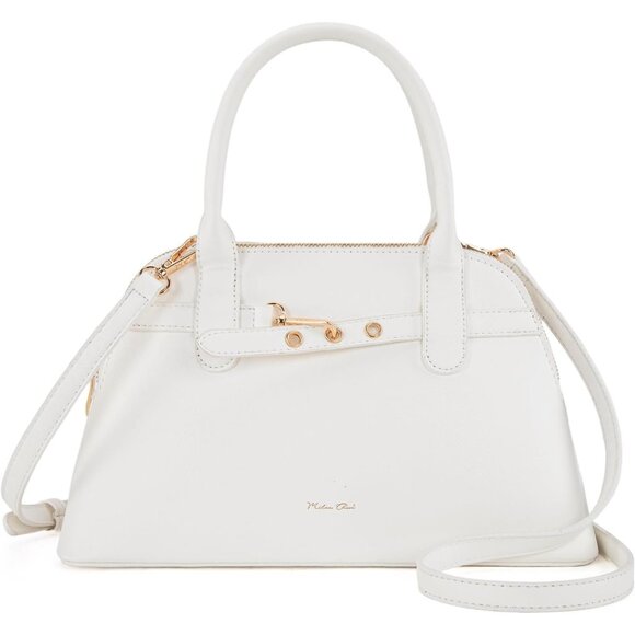 ⚡ Women's White Shoulder Strap Belted Top Handle Designer Crossbody Satchel Bag - Picture 4 of 7